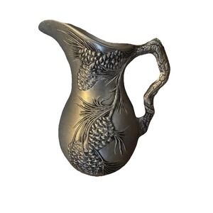 Carson Statesmetal PITCHER Pine Ridge Pinecone Branch Handle Pewter-Style 10"